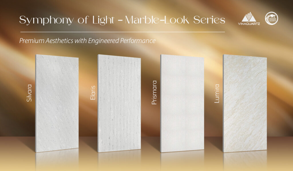 VinaQuartz Product Lines: Marble-Look Quartz Series